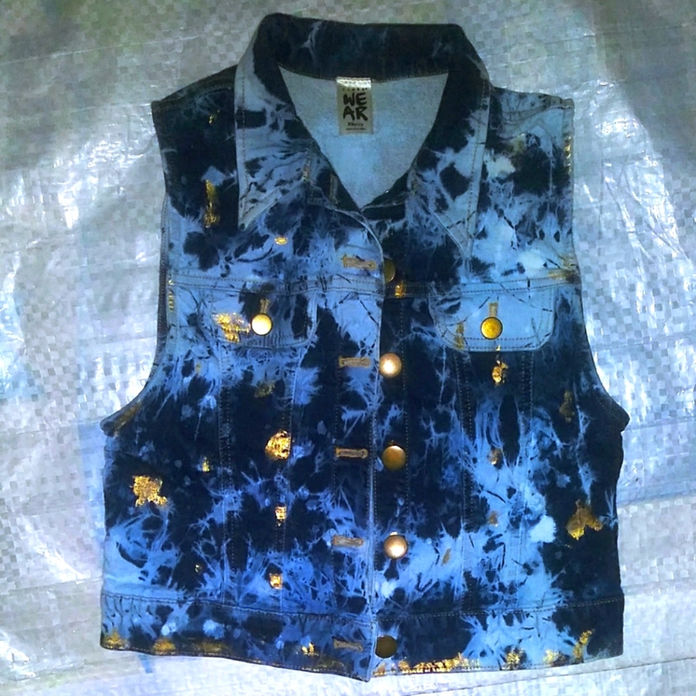 Zumba Dance is the Mission Bleached Stretch Denim Jean Vest Large Lovely or XS